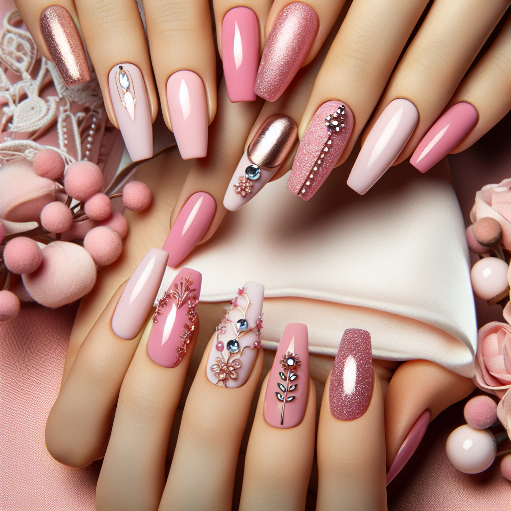 Elegant pink nail designs for women.