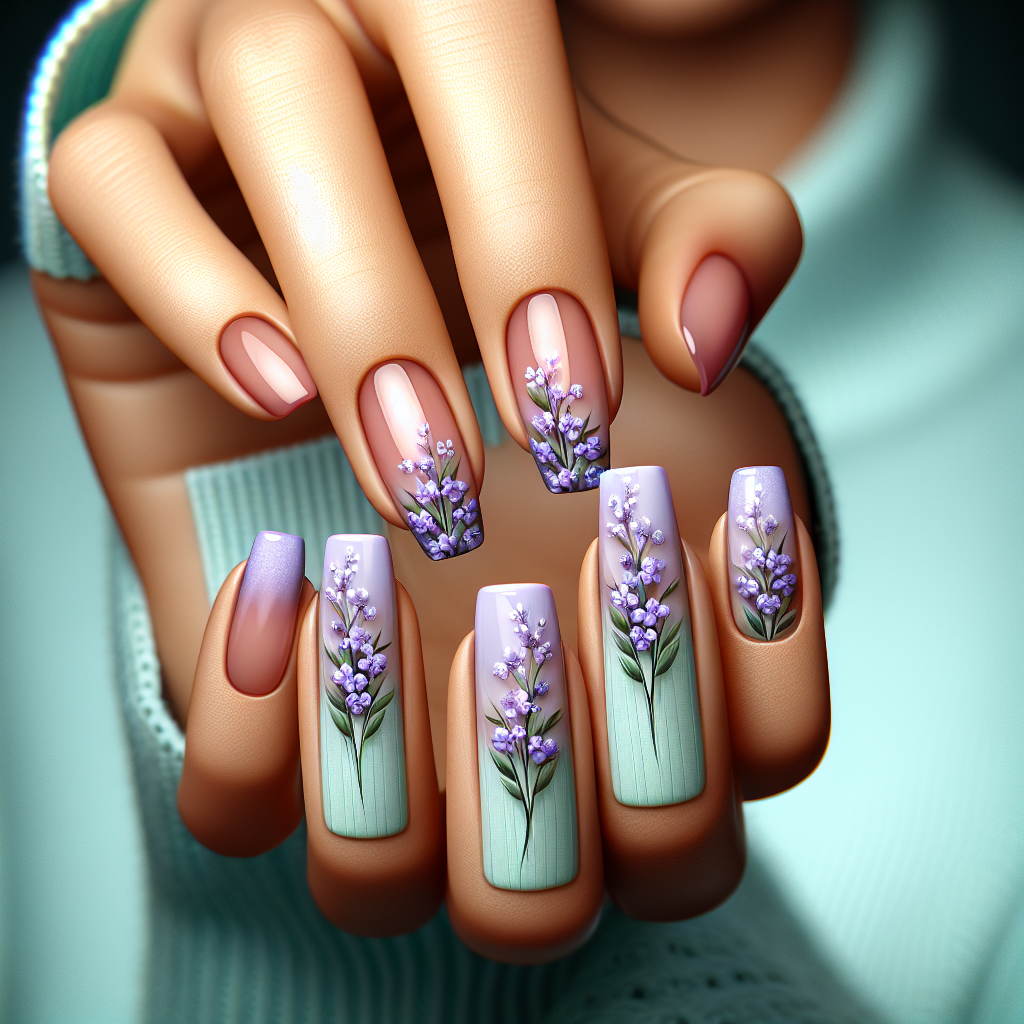 Lavender flowers with mint green base.