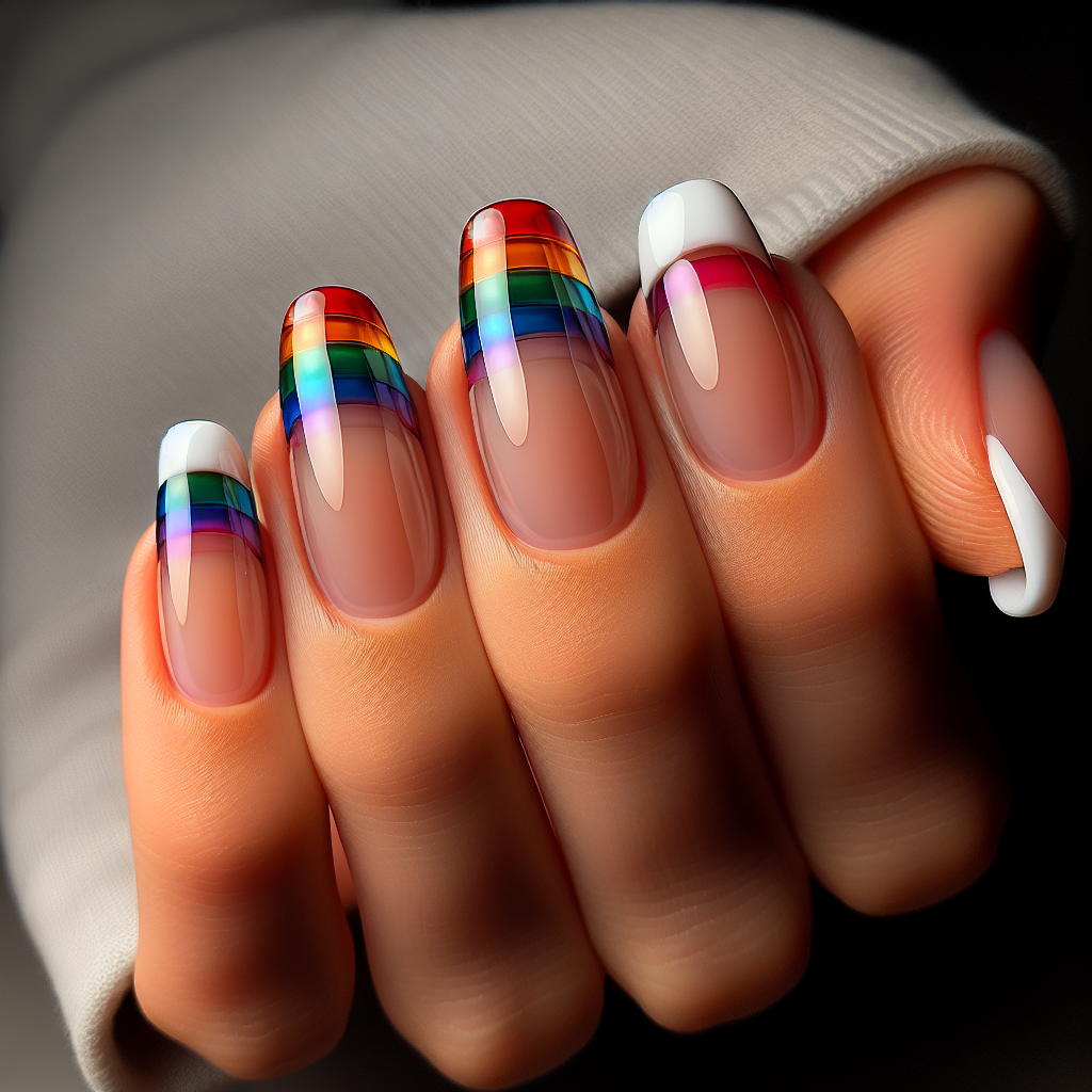 Rainbow French Tips Manicure