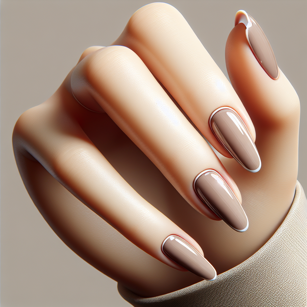 Light taupe nails with white tips