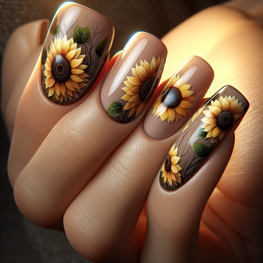 Sunflowers on beige background