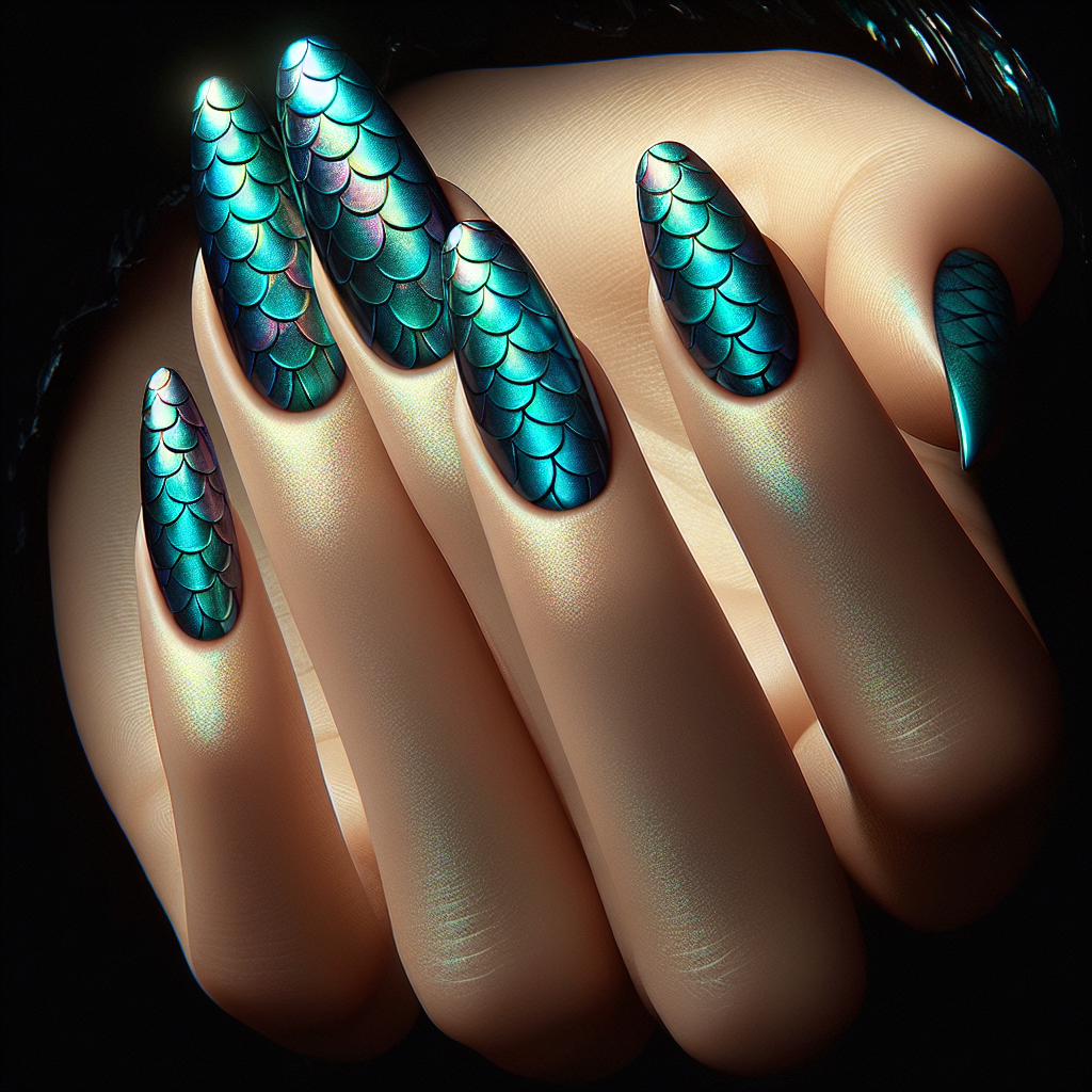 Teal blue iridescent mermaid scales