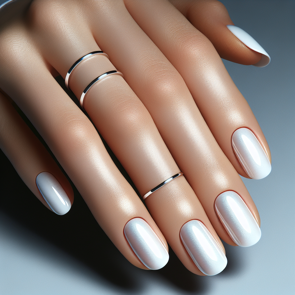 Minimalistic nails with silver middle band