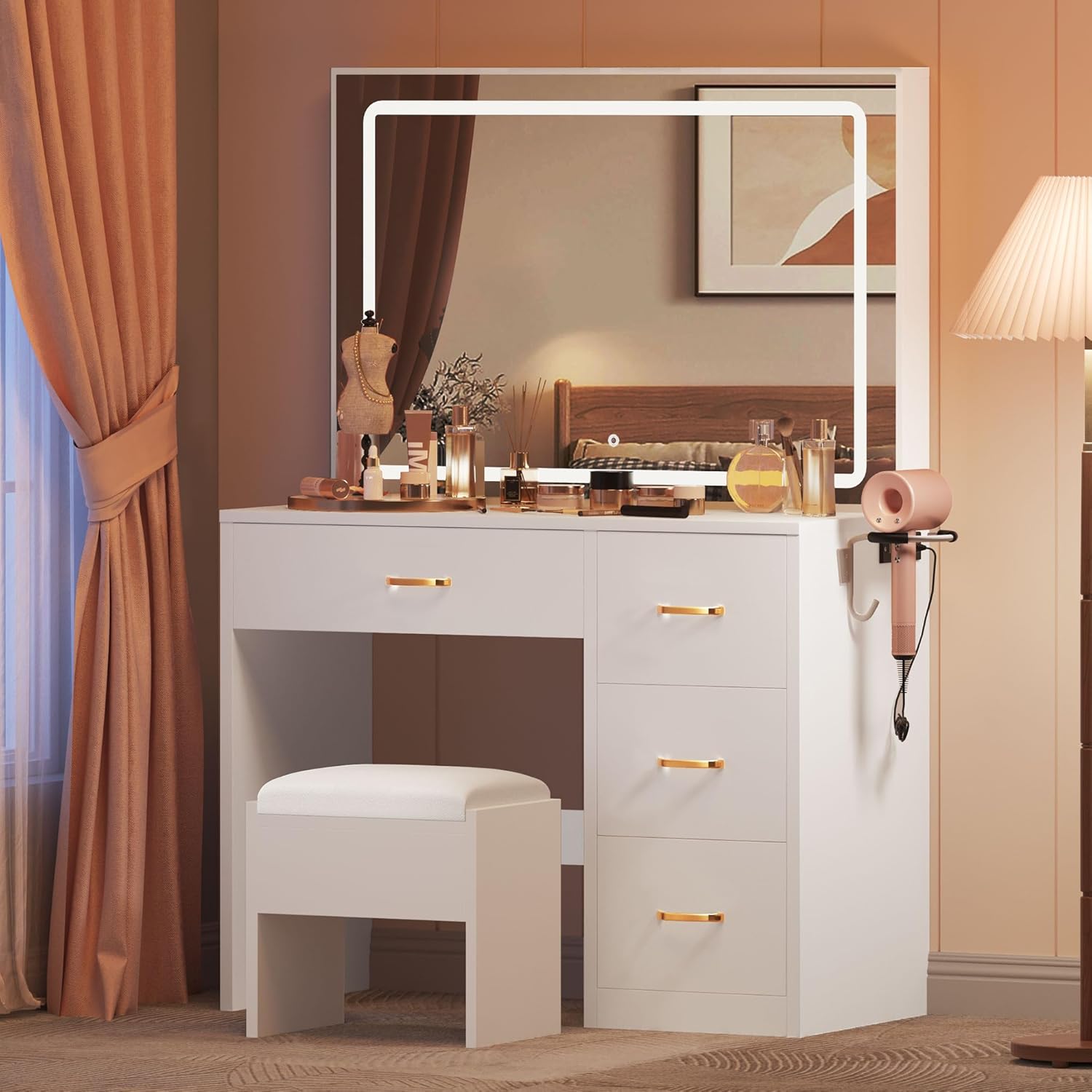 DWVO Vanity with Large Lighted Mirror