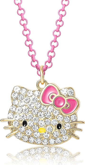 Hello Kitty Sanrio Girls Pave Pendant Necklace 16+3 - Official License Necklace