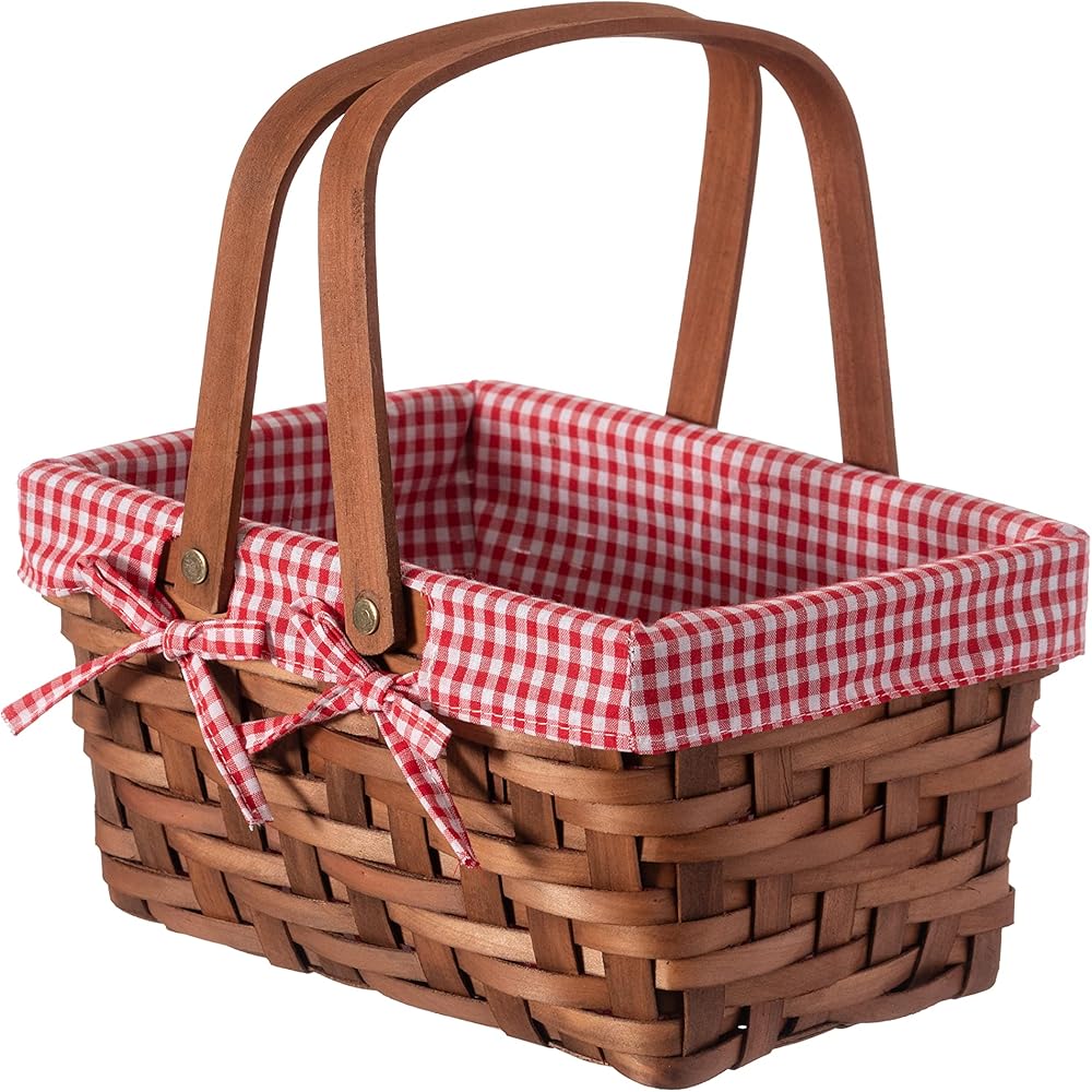 Wickerwise Small Rectangular Woodchip Picnic Basket